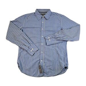 Fossil‎ Brand Mens Small Classic Casual Blue White Striped Button Up Dress Shirt